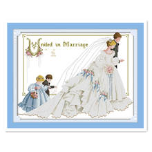 11CT 14CT embroidery cross stitch kit handmade DIY two flower girl sweet wedding groom bride married family decoration 2024 - buy cheap