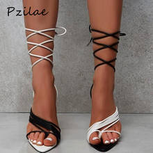 Pzilae Summer women sandals ladies white black strappy high heel gladiator sandals pointed toe lace-up sexy female party shoes 2024 - buy cheap