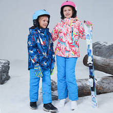 Новый лыжный костюм для мальчиков и девочек, детский ветрозащитный водонепроницаемый теплый лыжный комплект, детская зимняя куртка для катания на лыжах и сноуборде, штаны, зимнее пальто 2024 - купить недорого