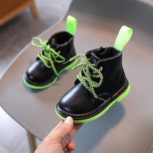 Botas de nieve para niños y niñas de 1 a 6 años, botas Martin de terciopelo, botas de cuero antideslizantes de invierno, zapatos para bebés, envío directo 2024 - compra barato