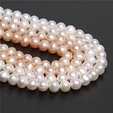 6-9mm Round white gold champagne Natural potato Freshwater Pearls loose Beads oval pearl beads for Women Jewelry Making bracelet 2024 - buy cheap