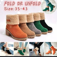 Women Boots Winter Snow Platform Boots Ladies Winter Flock Warm Shoes High Heels Warm Boots Short Bootie Slip-On Outside Shoes 2024 - buy cheap