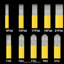 Aguja para Microblading, agujas de tatuaje de doble fila, 9/15/17/500 Pines, hoja en U, labios, maquillaje permanente, Lamina Tebori, 19/21 Uds. 2024 - compra barato