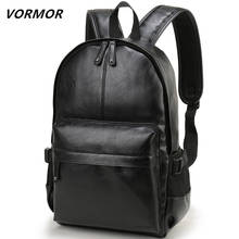 VORMOR Brand Men Backpack Leather School Backpack Bag Fashion Waterproof Travel Bag Casual Leather Book bag Male 2024 - купить недорого