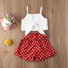Toddler Kids Baby Girls Clothes Set 2pcs Summer Sleeveless Vest Top Dots Shorts Summer Clothing Outfit Set For Kid Girl 2-6Years 2024 - buy cheap
