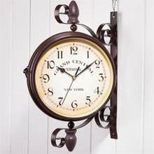 European Wall Clock Modern Design Double-sided Hanging Clock Iron Rack Coffee Shop Decoration Classical Wall Watch Home Decor 2024 - buy cheap