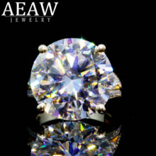 AEAW-anillo de compromiso de boda para mujer, sortija sólida de oro blanco o plata de 10k, 5 quilates de diámetro, Color GH, moissanita 2024 - compra barato