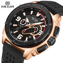 MEGIR Mens Watches Chronograph Military Waterproof Sport Quartz Watch Men Luxury Brand Male Wristwatch Big Dial Silicone Clock 2024 - buy cheap