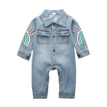 New Toddler Baby Boy Kid Giraffe Denim Fabric Romper Autumn Winter Outfit Clothes 2024 - buy cheap