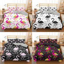 Cartoon Flamingo Pattern Girl Pink Bedding Set Printed Duvet Cover Comfortable Quilt Bed Sets 2/3pcs Suit Home Textile Bedspread 2024 - buy cheap