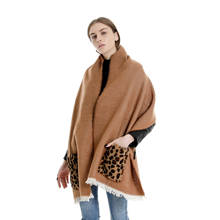 Poncho de Invierno para mujer, cárdigan grueso y cálido, bufanda de Cachemira con bolsillo, Foulard de Pashmina, chal con estampado de leopardo, 2020 2024 - compra barato