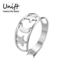 Unift Romantic Moon Star Stainless Steel Rings for Women Exquisite Elegant Jewelry Anniversary Gift Cute Party Accessories 2024 - buy cheap