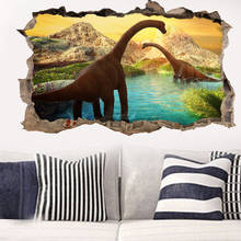 Cartoon Jurassic Park Dinosaur Animal Wall Stickers For Kids Rooms Bedroom Home Decor 3D Vivid Wall Decals PVC Mural Art Poster 2024 - buy cheap