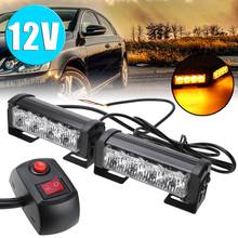 2Pcs 12V 4LED 4W Emergency Amber Warning Hazard Flash Strobe Grill Light Bar Signal Lights for Car Truck 2024 - buy cheap