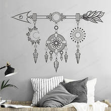 Pegatina de pared de vinilo de ensueño, decoración de pared de dormitorio étnico, arte mural extraíble para el hogar, flecha, HJ1139 2024 - compra barato