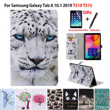 SM-T510 чехол для Samsung Galaxy Tab A 10,1, 2019, T510 T515, SM-T515, чехол для планшета, Модный чехол с откидной крышкой и подставкой + подарок 2024 - купить недорого