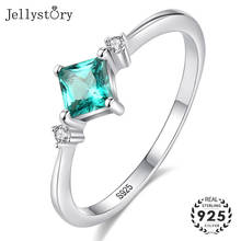 Jellystory-anillo cuadrado de esmeralda de alta calidad para mujer, Sortija de plata de ley 925, 6x6mm, adornos para regalo de boda, tallas 6-9 2024 - compra barato