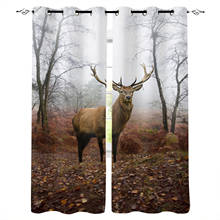 Autumn Forest Animal Deer Window Curtains Kitchen Items Drapes Curtains for Bedroom Home Decor Curtains for Living Room 2024 - buy cheap