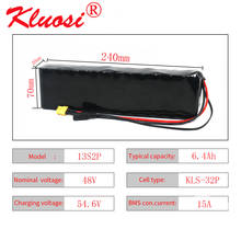 Kluosi 48v 6.4ah 6ah 13s2p 500 watts 54.6v bateria de lítio embutido 15a bms para bicicleta elétrica scooter skate bicicleta etc 2024 - compre barato