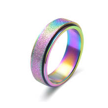 2020 Rainbow Frosted Spin Rotatable lgbt Ring Colorful Real Love women Gay Pride Ring Lover Couple Rings for Man Boy Men Jewelry 2024 - buy cheap