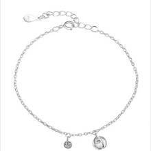 Lulu-pig pulseira em prata esterlina 925, pingente geométrico simples, tridimensional circular, bracelete de prata 7m-38 2024 - compre barato