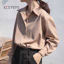 OL Shirts Women Turn-down Collar Long Sleeve Female Office Work Wear Blouses Khaki White Ladies Chiffon Tops Spring Autumn 2021 2024 - buy cheap
