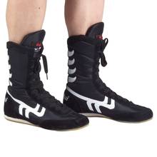 Zapatos auténticos de lucha libre para hombres, zapatillas de entrenamiento de tendón al final, de cuero, zapatos de boxeo profesionales 2024 - compra barato