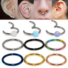 1PC Titanium Hinged Opal Septum Clicker Nose Ring Labret Lip Ear Tragus Cartilage Helix Earring Stud Body Piercing Jewelry 16g 2024 - buy cheap