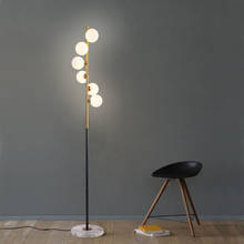 Lámpara de pie de estilo nórdico para sala de estar, lámpara de pie de árbol con burbujas de cristal, decoración artística de vestíbulo, color dorado 2024 - compra barato