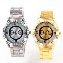 Zegarki Роскошные бренды DQG Кристалл золото серебро Нержавеющая сталь кварцевые женские часы Высокое качество Мужские часы Relogio 2024 - купить недорого