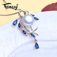 Fenasy colar feminino de prata esterlina 925, colar com pingente de safira boêmio natural de água doce, joias femininas com contas de pérola personalizadas 2024 - compre barato