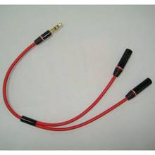Vermelho 3.5mm cabo de áudio 1 macho para 2 fêmea, divisor e duplicador de fone de ouvido para carro, celular, tablet, cabo de áudio, 100 peças 2024 - compre barato