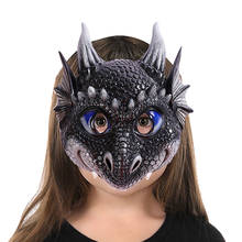 Máscara de dragón de media cara, decoraciones para fiesta de disfraces de Halloween, accesorios de Cosplay suaves, máscara de Carnaval de Halloween para niños y adolescentes 2024 - compra barato