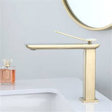 Basin Faucet Solid Brass Bathroom Sink Mixer Tap Hot & Cold Deck Mounted Single Handle Brushed Gold Lavatory Crane Vessel 2024 - buy cheap