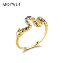 ANDYWEN 925 Sterling Silver Colorful Rings Snake Rainbow Fashion Fine Jewelry 2020 Rock Punk Crystal Zircon CZ Women Fashion 2024 - buy cheap