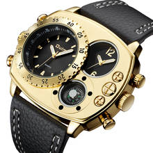 Relógio masculino criativo de quartzo, relógio de pulso com dois mostradores, exclusivo, esportivo, super grande, militar 2024 - compre barato