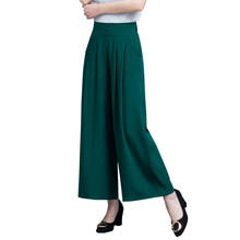 Pantalones de pierna ancha para mujer de mediana edad, pantalón informal de algodón de cintura alta, talla grande 4XL, cintura elástica, 2020 2024 - compra barato