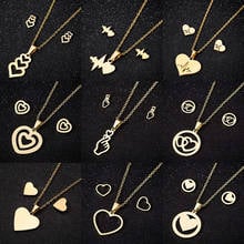 Jisensp Romantic Peach Heart Necklaces Earrings Stainless Steel Jewelry Sets for Women Girls Party Wedding Love Gift bijoux 2024 - buy cheap