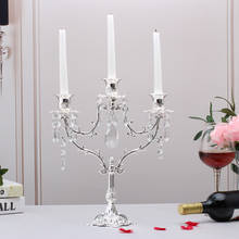 Candelabros de cristal de 3 brazos, candelabro romántico de Navidad para cena, boda, fiesta, decoración 2024 - compra barato