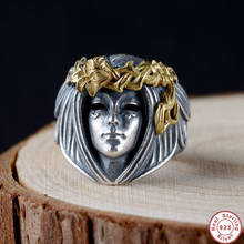 Кольцо богиня из 100% серебра 925 пробы, Черное золото с регулируемым размером, Винтажное кольцо для мужчин, 2019 2024 - купить недорого