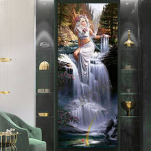Алмазная картина 5D "сделай сам", квадратная/круглая, сказочное искусство, водопад, богиня, Набор для вышивки крестиком, мозаика, домашний декор 2024 - купить недорого