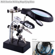 Multi-function Welding Magnifying Glass LED Light 3 Lens Auxiliary Clip Loupe Desktop Magnifier Soldering Repair Magnifi Glass 2024 - buy cheap