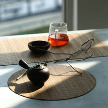 Estilo japonês bambu conjunto de chá de kungfu conjunto de chá acessórios bandeja de chá tapete coaster simples de bambu esteira de mesa de chá zen placemat 2024 - compre barato