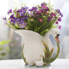 Handmade White Swan Vase Porcelain Decorative Flower Planter Pot Handpainted Collectible Art Piece Modern Home Table Decor Gifts 2024 - buy cheap