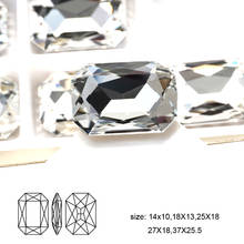 Diamantes de imitación rectangulares octogonales K9, cristales de cristal, Strass puntiagudos, para ropa, Diy, arte de uñas, piedras y gemas, apliques 2024 - compra barato