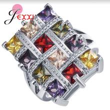Colorful Hyperbole Trendy 925 Sterling Silver Square Cubic Zircon Rings For Women Girls Jewelry Fashion Engagement Gift 2024 - buy cheap
