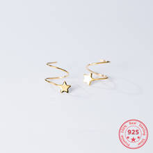 Pendientes de plata de ley S925, versión coreana, forma de estrella de cinco puntas ondulada de Estilo Dulce, moda, joyería para el oído femenina 2024 - compra barato