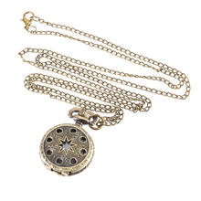 Vintage Pocket Watch Bronze Color Quartz Watch Cool Chain Hollow Pentagram Watches HSJ88 2024 - compra barato