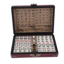 Mini Mahjong Traditional Chinese Version Game Set with Portable Wodoen Box Mah-Jongg Travel Family Leisure Time 2024 - buy cheap