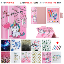 For iPad 10 2 Case 2020 2019 Wallet Stand Tablet For iPad 10.2 Case iPad 8 7 7th 8th Gen Case Kawaii Unicorn Kids Air 3 Funda 2024 - buy cheap